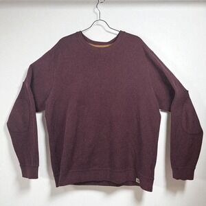 Carhartt Mens XL Burgundy Crewneck‎ Sweatshirt Elbow Patch Long Sleeve Workwear